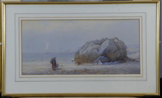 William Marks, watercolour  Coastal landscape with figures(-)